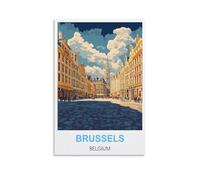 FJIWECWSQ Poster de voyage vintage Bruxelles Belgique 30 x 45 cm