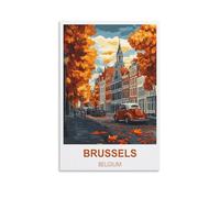 FJIWECWSQ Poster de voyage vintage Bruxelles Belgique 40 x 60 cm