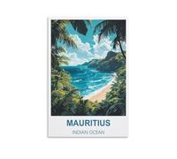 FJIWECWSQ Poster de voyage vintage de l'île Maurice Océan Indien 40 x 60 cm