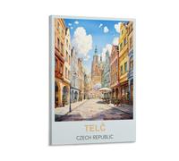FJIWECWSQ Telc Tchéquie Affiche vintage sur toile 60 x 90 cm