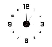 FJIXUO Autocollant d'horloge Murale Miroir en Chiffres Romains 3D, horloges à Quartz, décoration de la Maison, Autocollants Salon, DIY Bricolage pour Le Salon Et La Chambre(Black 3)