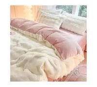 FJIXUO Ensemble de lit Quatre pièces en Flanelle Double Face Couleur Corail et Peluche laiteuse, Comprenant Une taie d'oreiller Un Drap-Housse épais pour La Literie(White Pink,180x220cm)