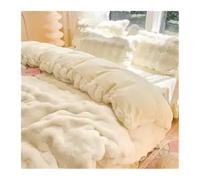 FJIXUO Ensemble de lit Quatre pièces en Flanelle Double Face Couleur Corail et Peluche laiteuse, Comprenant Une taie d'oreiller Un Drap-Housse épais pour La Literie(White,150x200cm)