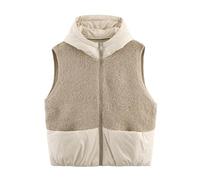 FJIXUO Gilet matelassé avec coutures éponge, Chic, à capuche, Slim, fermeture éclair, sans manches, hiver Pour Les Voyages Et Le Camping(Khaki)