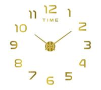 FJIXUO Horloge Murale numérique 3D créative, Chiffres Romains, Miroir, Grande Horloge Ronde, Auto-adhésive, DIY Bricolage pour Le Salon Et La Chambre(Gold)