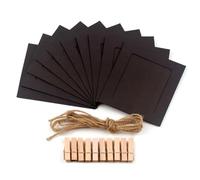 FJIXUO Lot de 10 Cadres Photo en Papier Kraft, Pratiques à Faire soi-même, avec Clips, for décoration d'intérieur pour Les Fêtes d'anniversaire(Black)