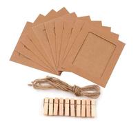 FJIXUO Lot de 10 Cadres Photo en Papier Kraft, Pratiques à Faire soi-même, avec Clips, for décoration d'intérieur pour Les Fêtes d'anniversaire(Coffee)