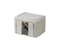 FJIXUO Lot de 2 bacs rangement pliables en tissu grande capacité avec cadre acier et façade transparente. Organisateur essentiel for vêtements, serviettes linge lit Pour Ranger Les Vêtements(Grey)