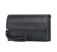 FJIXUO Pochette de Style rétro à rabat, double fermeture éclair, enveloppe féminine, portefeuille Long, grande capacité, porte-cartes fin, porte-monnaie Pour Voyage,Loisirs(Black)
