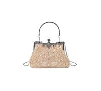 FJIXUO Sac de soirée à main en perles fleurs brodées, tendance Vintage, industrie lourde, for fête mariage Pour Les Mariages Et Les Banquets(Orange)