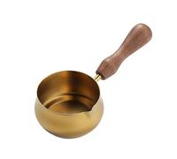 FJIXUO Tasse à extrait domestique en acier inoxydable, 2 pièces, tasse manche bois créative, buse de dérivation, petite lait Pour La Maison Et Le Bureau(Gold,60ml)