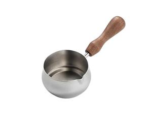 FJIXUO Tasse à extrait domestique en acier inoxydable, 2 pièces, tasse manche bois créative, buse de dérivation, petite lait Pour La Maison Et Le Bureau(Silver,110ml)