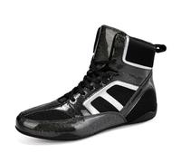 FJJLOVE Chaussures De Boxe Et De Lutte pour Hommes, Respirantes, Entraîneur pour Boxeurs, Unisexes, Chaussures De Sport pour Arts Martiaux, Fitness Et Musculation pour Adultes,Noir,40 EU