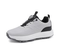 FJJLOVE Chaussures de Golf à Pointes imperméables, Baskets de Marche pour Golfeur en Plein air Chaussures d'entraînement de Golf sur Gazon,Gris,42 EU