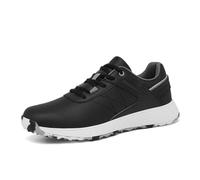 FJJLOVE Chaussures De Golf Imperméables Soutien De La Voûte Plantaire Professionnel Chaussures De Golf avec Pointes Baskets D'Entraînement Légères Et Confortables Antidérapantes,Noir,39 EU