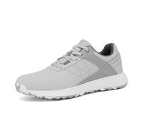 FJJLOVE Chaussures De Golf Imperméables Soutien De La Voûte Plantaire Professionnel Chaussures De Golf avec Pointes Baskets D'Entraînement Légères Et Confortables Antidérapantes,Gris,44 EU
