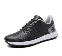 FJJLOVE Chaussures De Golf pour Homme Antidérapant Imperméable Décontracté Golf Baskets sans Pointes en Plein Air Nailless Walking Trainers,Noir,46 EU