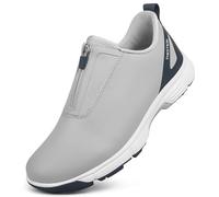 FJJLOVE Chaussures de Golf pour Hommes avec Fermeture éclair Chaussures de Sport antidérapantes pour Le Golf en Plein air Chaussures de Marche imperméables antidérapantes Grande Taille,Gris,46 EU