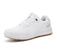 FJJLOVE Chaussures de Golf sans Crampons Baskets d'entraînement de Gymnase de Golf imperméables Chaussures de Marche Confortables pour Les golfeurs,Blanc,39 EU