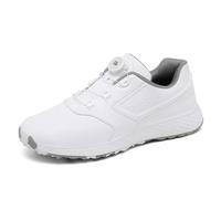 FJJLOVE Chaussures de Golf Unisexes, sans Crampons imperméables Golf Sport Baskets Chaussures d'entraînement sans Crampons en Plein air pour Femme mâle,Blanc,43 EU