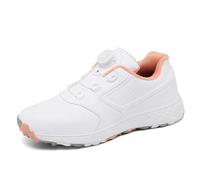FJJLOVE Chaussures de Golf Unisexes, sans Crampons imperméables Golf Sport Baskets Chaussures d'entraînement sans Crampons en Plein air pour Femme mâle,Rose,42 EU