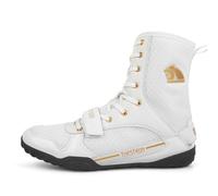 FJJLOVE Chaussures de Lutte Hautes, Boxeurs en Maille Respirante, Chaussures Antidérapantes pour Combat, Exercice et Fitness pour Hommes et Femmes,Blanc,44 EU