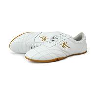 FJJLOVE Chaussures De Taekwondo Résistantes À l'usure, Karaté Boxe Chaussure Antidérapante Kung Fu Tai Chi Baskets pour Hommes Femmes Enfants Enfants Adolescent Adultes,Blanc,36 EU