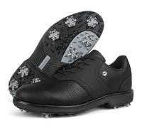 FJJLOVE Hommes Crampons Golf Baskets Confort Marche Entraîneur Casual Mode Antidérapant Golf Sport Chaussures De Sport,Noir,44 EU