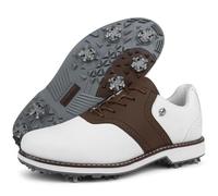 FJJLOVE Hommes Crampons Golf Baskets Confort Marche Entraîneur Casual Mode Antidérapant Golf Sport Chaussures De Sport,Marron,40 EU