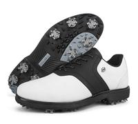 FJJLOVE Hommes Crampons Golf Baskets Confort Marche Entraîneur Casual Mode Antidérapant Golf Sport Chaussures De Sport,Black White,40 EU