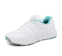 FJJLOVE Hommes Femmes Chaussures de Golf imperméable Confortable Golf Porte en Plein air sans Crampons Chaussures de Sport de Marche,Bleu,43 EU