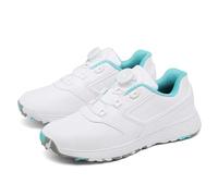 FJJLOVE Hommes Femmes Chaussures de Golf sans Crampons, Baskets d'entraînement antidérapantes Chaussures de Marche de Golf imperméables pour Le Sport Polyvalent,Blue 2,44 EU