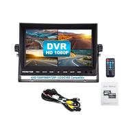 FJLKGDSP Moniteur Quad à écran partagé DVR, IPS de 9 Pouces, 12-36v Max, Prise en Charge 256 go AHD/CCD/CVBS, Compatible for Camion, Camping-Car, Caravane(Monitor with Suction)