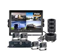 FJLKGDSP Système de caméras DVR Mobiles 1080P, 4 canaux, Vue arrière 360, écran IPS 10.1 Pouces, Moniteur VGA 12-32v for Camion Bus Van RV(128G)
