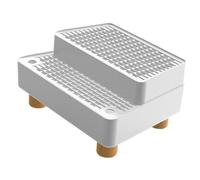 FJMQHU 1 Rampe pour Bac à Litière Escalier pour Chat Amovible Tapis Double Couche Filtrant Étanche Pieds Antidérapants Stables Montage Simple Lavable Convien, Blanc