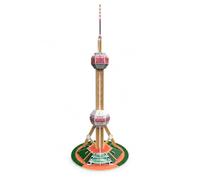 FJMQHU Architecture Chinoise, Fabriqué Papier, âge 7-14 Ans, activité ludique éducative, Projet créatif, pour Jeu, pour, Shanghai Oriental Pearl Tower, 32 pièces, Dimensions 13,2 x 13,2 x 33,9 cm