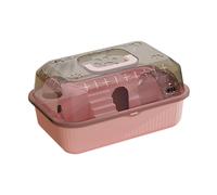FJMQHU Cage de Transport Portable pour Petits Animaux, Respirante et Facile à Nettoyer, en Polypropylène avec Couvercle Transparent, Idéale pour Hamsters, So, Rose