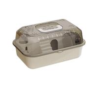 FJMQHU Cage de Transport Portable pour Petits Animaux, Respirante et Facile à Nettoyer, en Polypropylène avec Couvercle Transparent, Idéale pour Hamsters, So, Beige