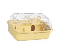 FJMQHU Cage de Transport Portable pour Petits Animaux, Respirante et Facile à Nettoyer, en Polypropylène avec Couvercle Transparent, Idéale pour Hamsters, So, Jaune