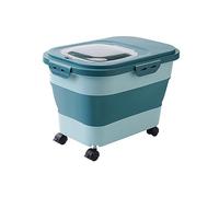 FJMQHU Conteneur Hermétique d'Aliments Animaux Boîte de Rangement Rabattable avec Couvercle Transparent Bac Distributeur pour Croquettes sur roulettes Boîte, Vert Clair
