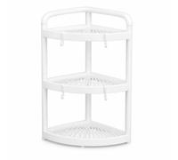 FJMQHU Étagère d’Angle sur Pied Salle Bains, Blanche à 3 Niveaux | Conception creuse, Support d'angle plastique, Organisation buanrie, Pour les organisateurs