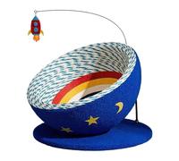 FJMQHU Griffoir pour Chat Planche Ovale Panier de Sommeil Tapis de Griffade Fabriqué en Corde de Papier Adapté Au Repos Quotidien des Félins à La Mai, Base Bleue