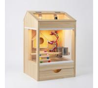 FJMQHU Incubateur d'oiseaux thermostatique, Cage Poussin en Bois avec Conception Anti-évasion, pour éclosion, Forfait Intelligent à température constante 3, 50 cm de Hauteur, Double Douille de Lampe