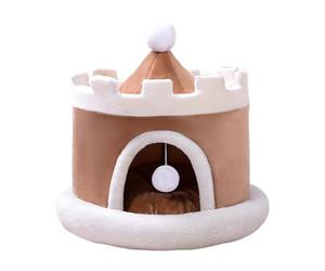 FJMQHU Lit pour Chat Refuge Animal Niche Chien Coussin Doux Amovible Balle Jouet Conçu pour Offrir Un Espace Chaleureux Adapté au Sommeil Chaton Intérieur, Coffee S 40x40x40cm