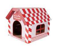 FJMQHU Maison en Carton pour Chat, Griffoir, Décoration Intérieure, Lit pour Chat, Boîte à Griffer en Carton Ondulé à Faire Soi-même pour Chaton, Cadeau, Boite Cadeau