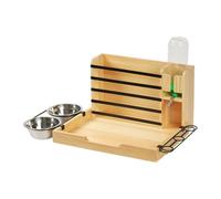 FJMQHU Mangeoire à Foin pour Lapins avec 2 Bols et Distributeur d'eau Portable Anti-gaspillage.