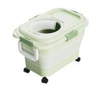 FJMQHU Récipient de Stockage Conteneur à Aliment Sec pour Chien et Chat Bin Étanche en PP Pliable Fenêtre Transparente roulettes Mobilité Pratique Utilisable, Vert