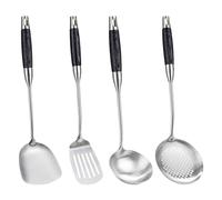 FJNATINH Ensemble de spatules pour wok, louche, cuillère à mousse et spatule à fentes, 36-39 cm, Ensemble de spatules pour wok compatible lave-vaisselle, 4 pièces