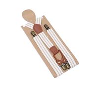 FJOADNVM Bretelles Homme Bretelles élastiques à rayures for hommes, ceinture bronze clipser, bretelles for femmes, largeur 2,5 cm, réglables for mariage(White)