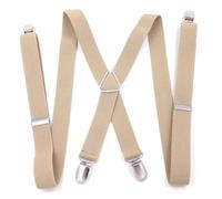 FJOADNVM Bretelles Homme Bretelles vintage réglables, noires, 4 clips, 2,5 cm de large, for mariage, fête, pantalon, ceinture, homme et femme(Beige)